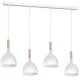Lampa wisząca biała nowoczesna metal drewno regulowana Luminex
