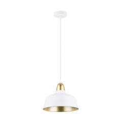 Klasyczna lampa wisząca z kloszem biało złota do kuchni MENSA Zuma Line